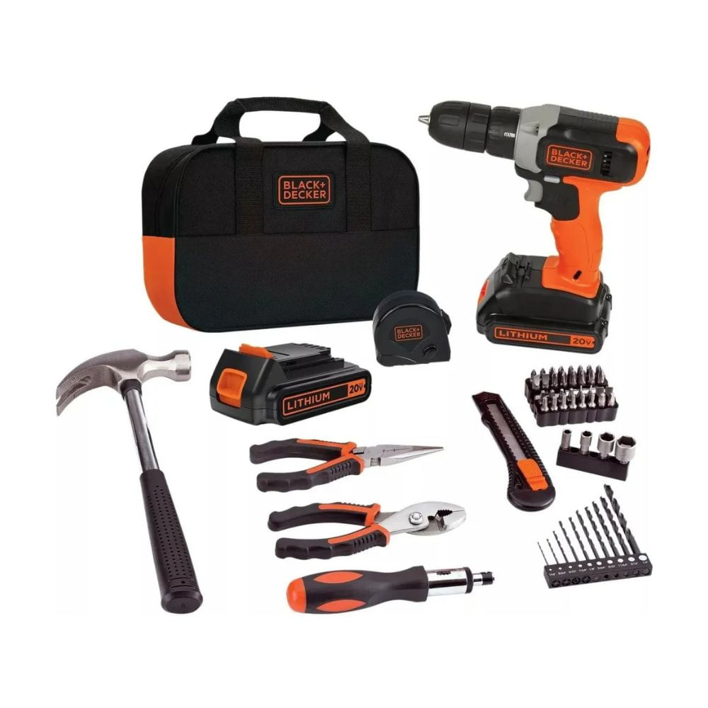 Kit Taladro Atornillador Inalambrico 54 Piezas Black Decker