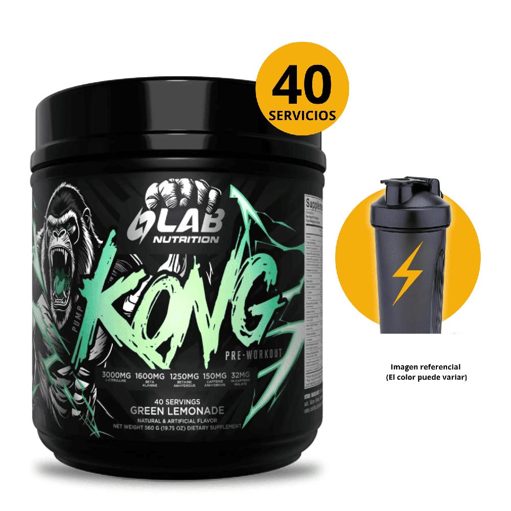 Preentreno Kong Green Lemonade 40 servicios- shaker