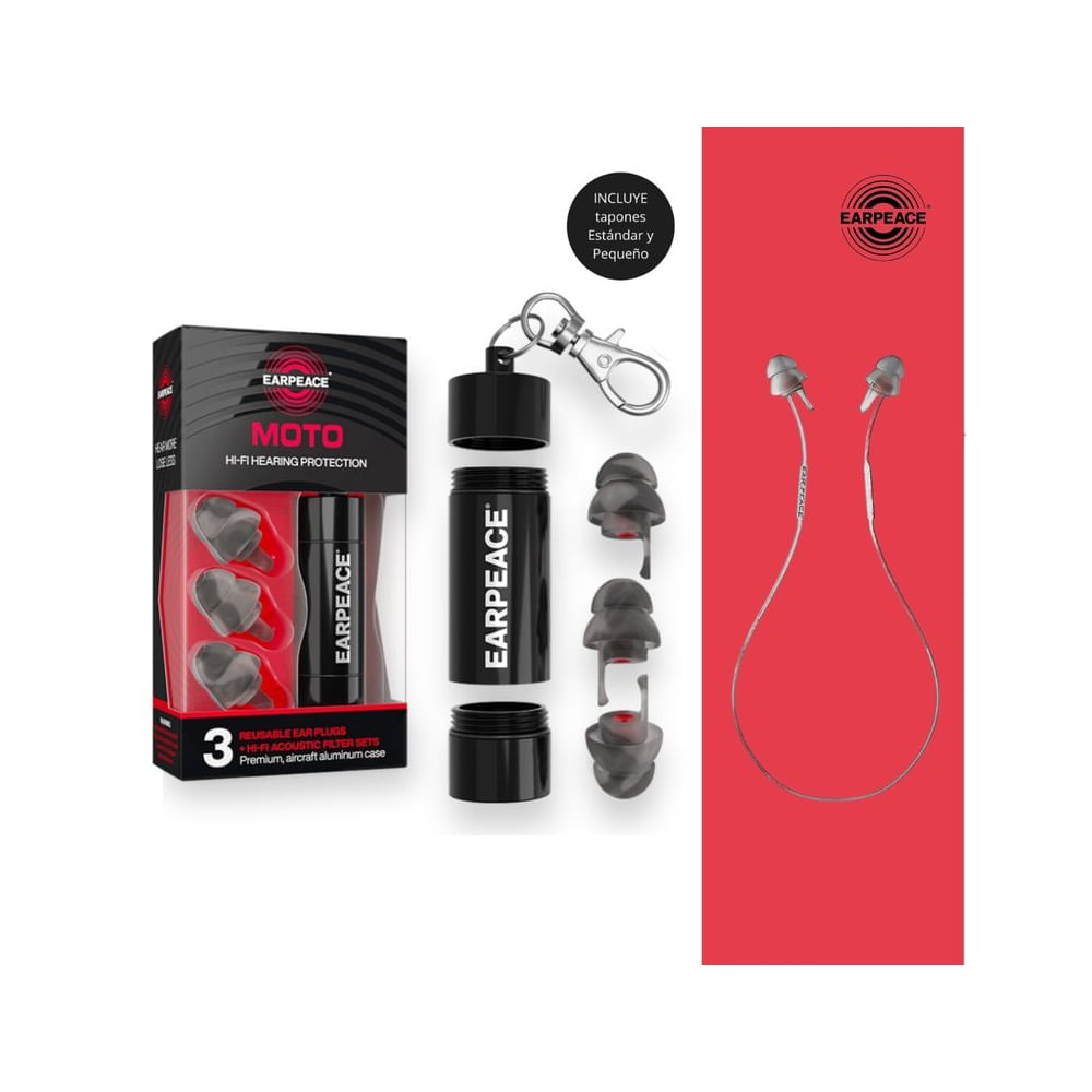 Tapones con Filtros Antiruido de 17dB 20dB y 26dB con Cordón Sujetador EARPEACE MOTO