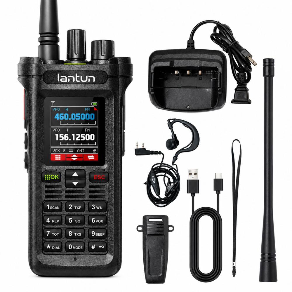 Walkie Talkie Profesional 10W Largo Alcance VHF UHF USB C 199 Canales 6800mAh