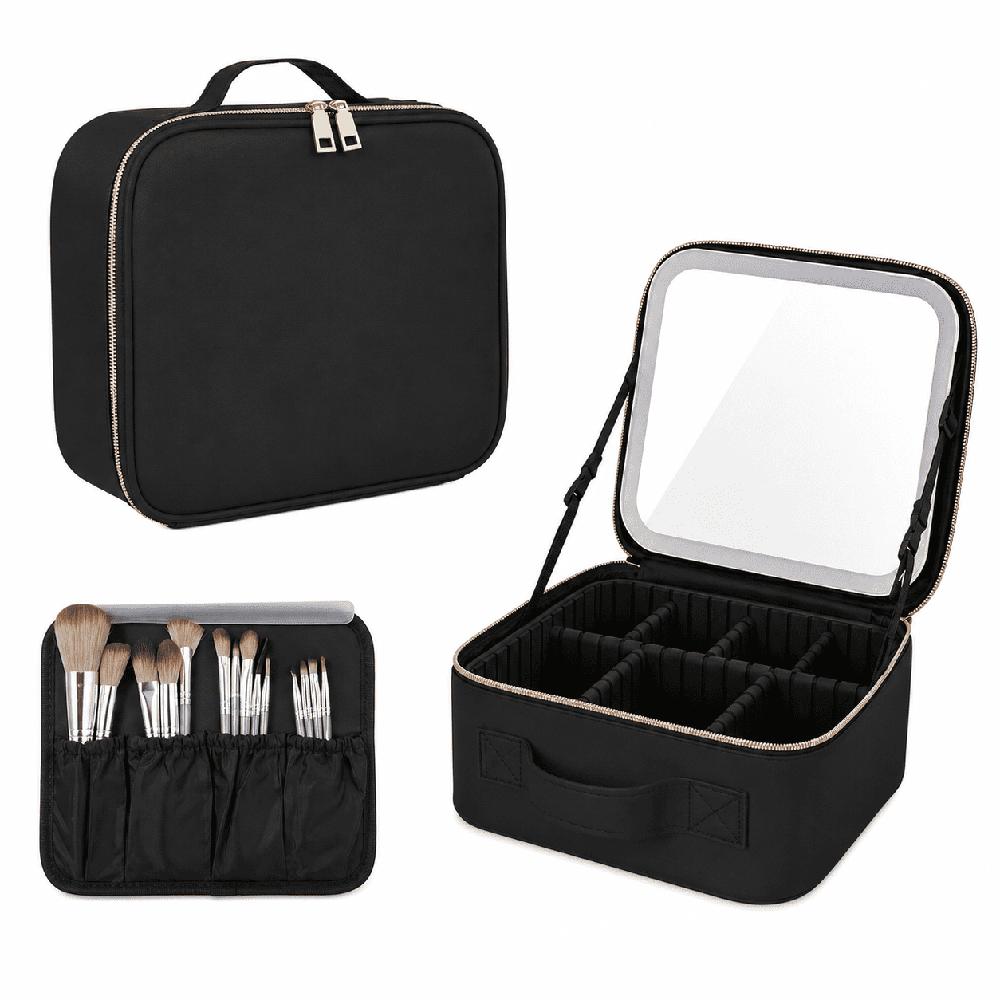 Neceser Maquillaje con Espejo LED Organizador Cosméticos Portátil Luz Regulable y Batería
