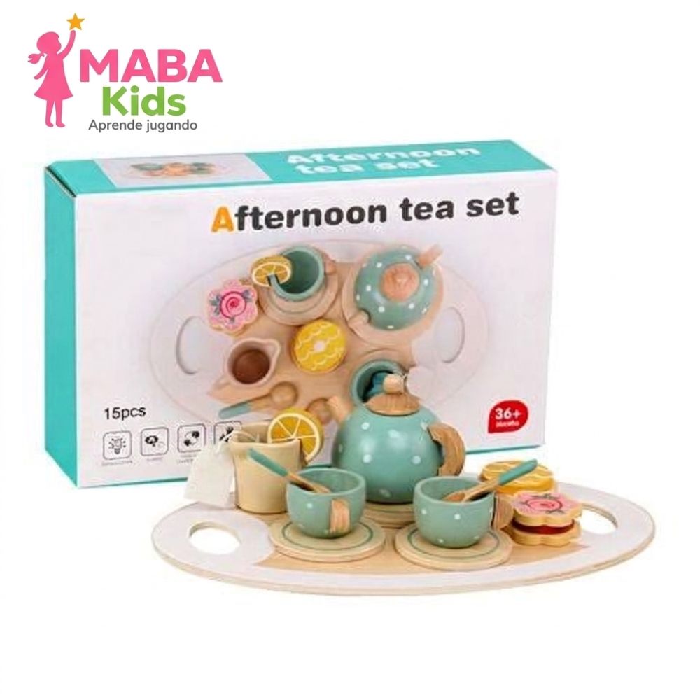 Hora del Té Jardín - Juego de Té de Madera de 15 Piezas