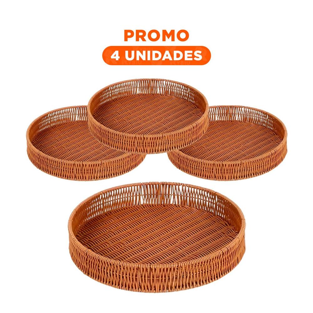 Pack4 Centro Decorativo Tejido Circular 30cm Marron Orden Personal Diario Extra