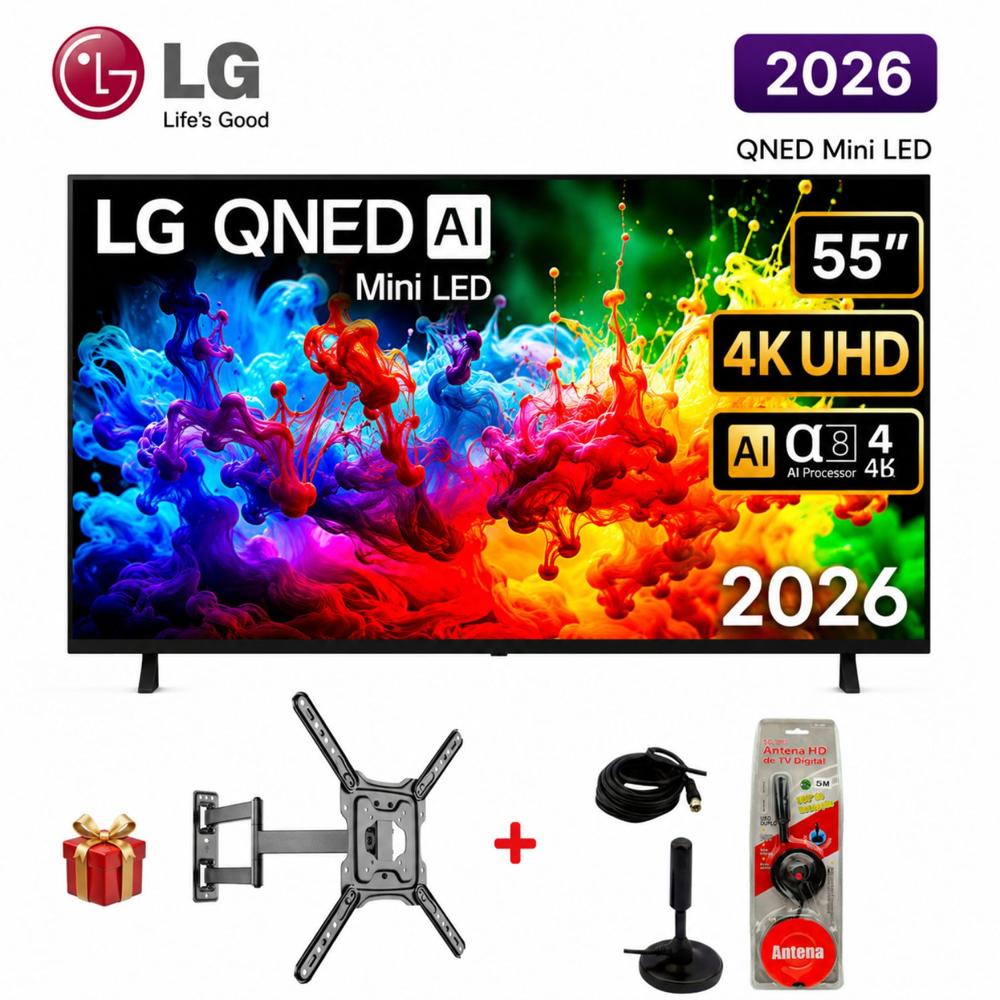 Televisor Smart TV LG 55'' MINILED QNED UHD 4K 55QNED65BSA 2026 MAS RACK MAS ANTENA DIGITAL