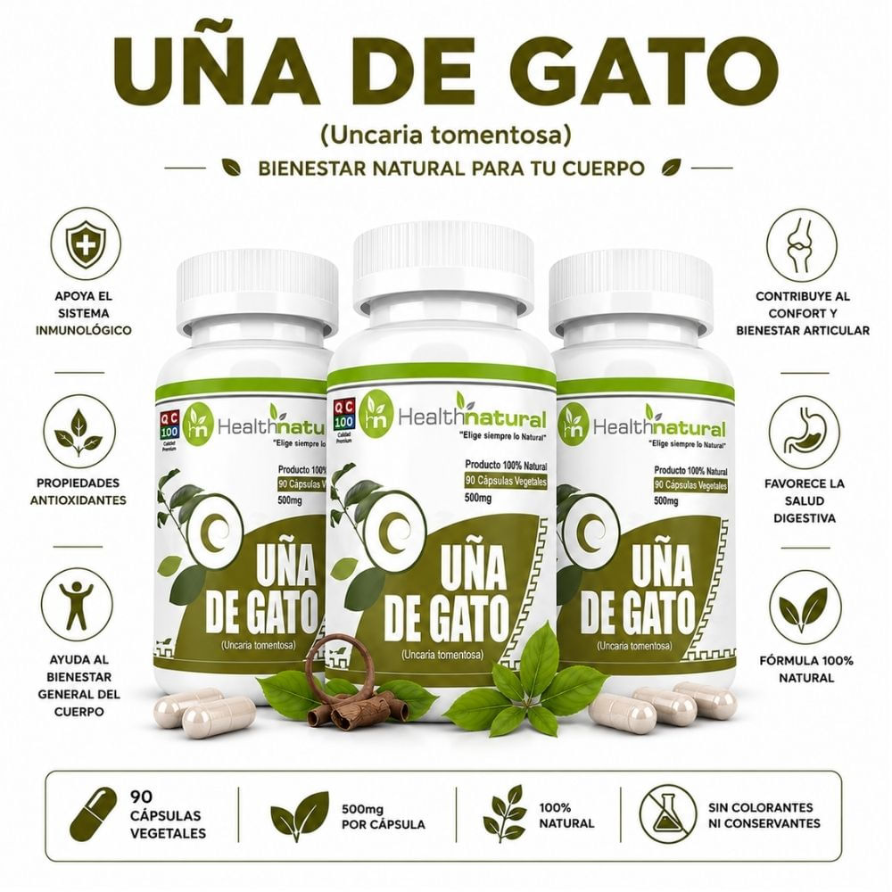 PACK 3 UÑA DE GATO HEALTHNATURAL 1500MG