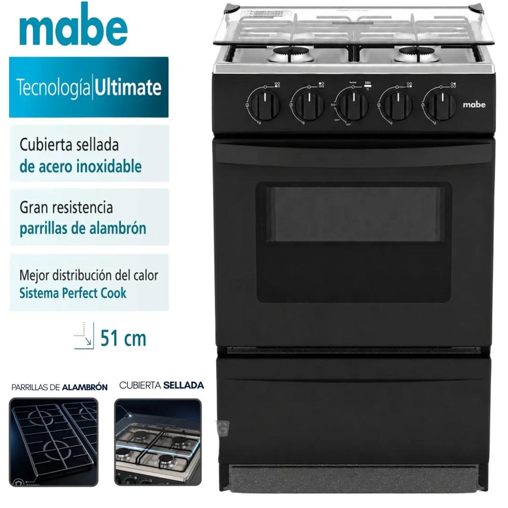 Cocina de Piso a Gas 51 cm Negro Mabe EMP2000AN0