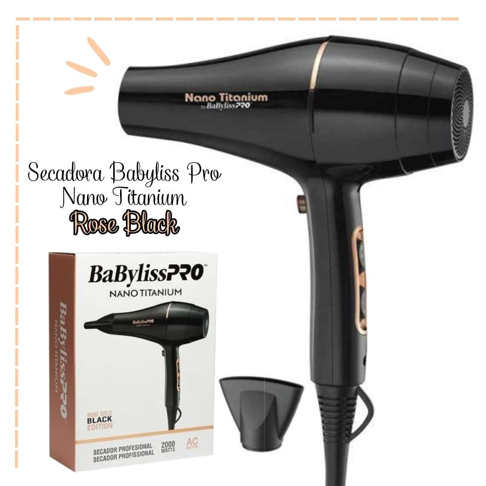 Secadora Profesional Babyliss Pro Nano Titaium - ROSE BLACK