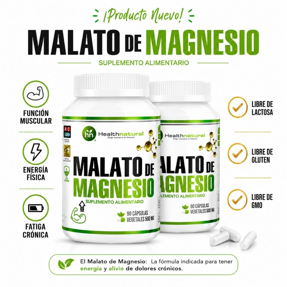 PACK 2 MALATO DE MAGNESIO HEALTHNATURAL 1000MG