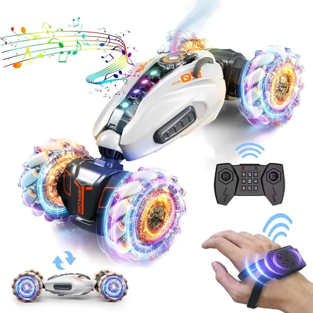 CARRO ACROBÁTICO RC TODO TERRENO 2026 CON PULSERA SENSORIAL-EFECTO HUMO - LUCES LED Y MÚSICA