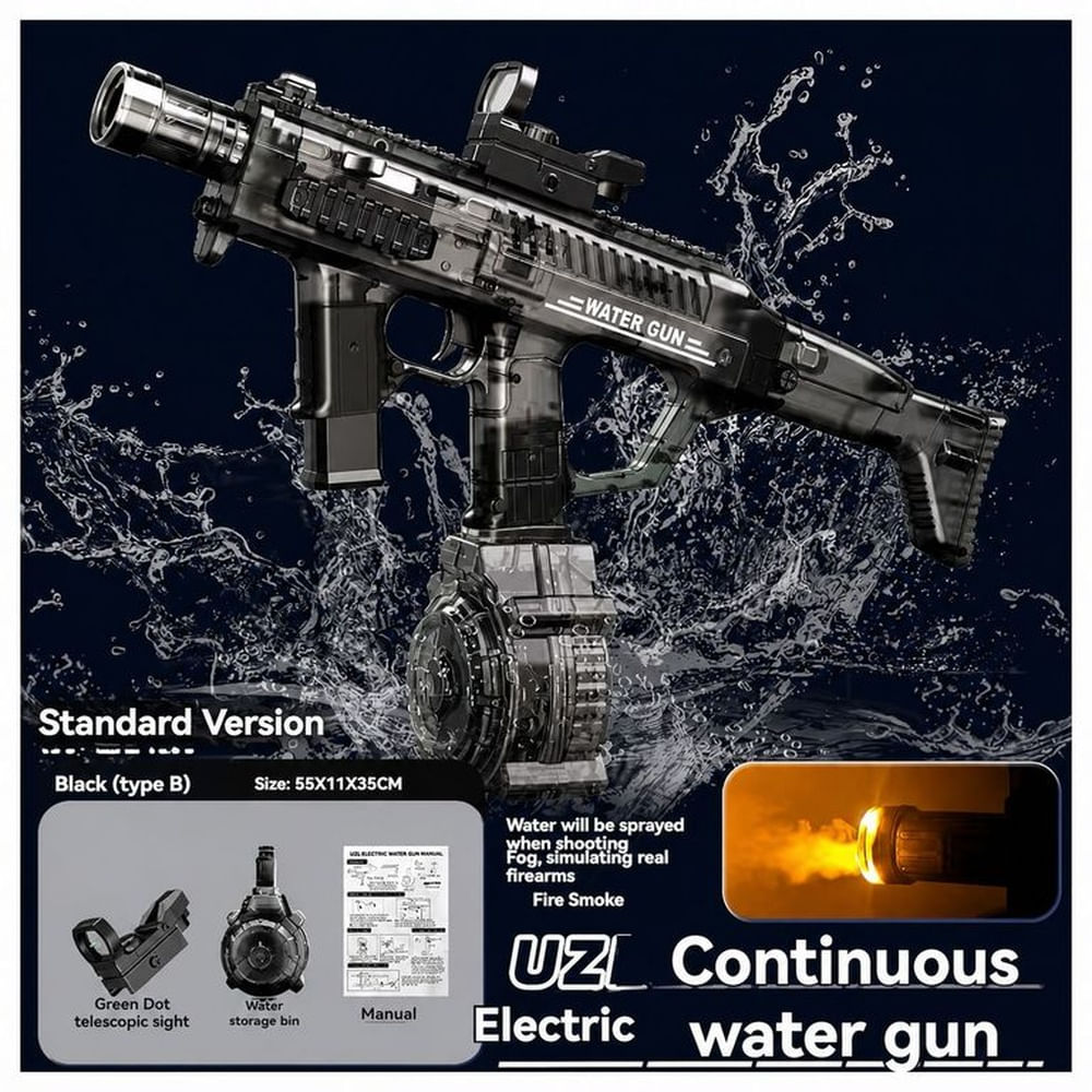 Pistola de Agua con Luces LED y Humo 2026