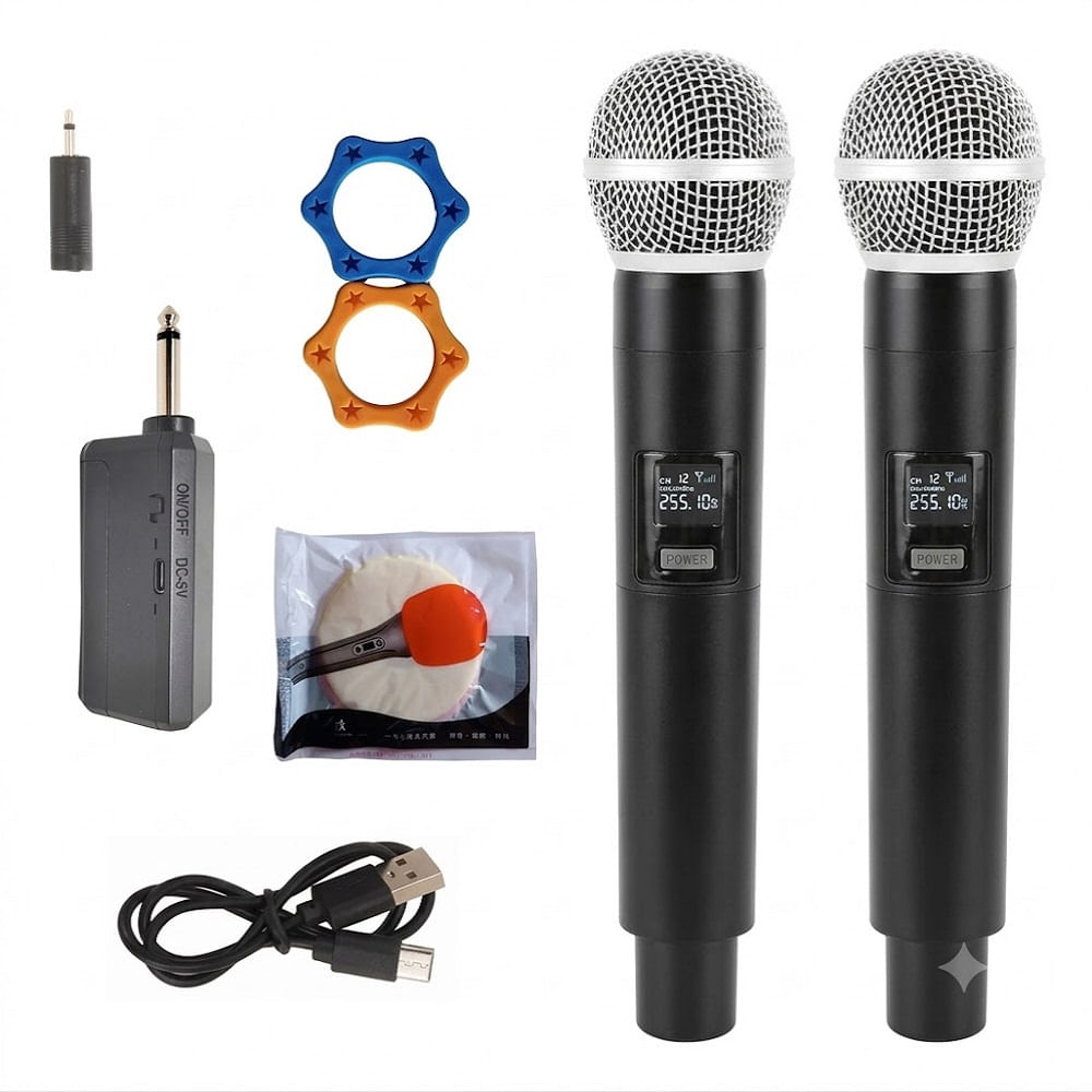 Micrófono Inalámbricos Recargables Dobles Karaoke Wireless UHF GE5-2