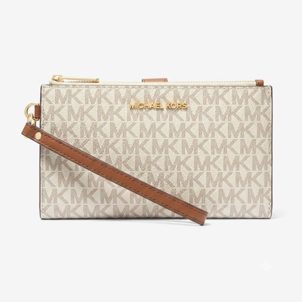Billetera de mujer Michael Kors elegante y duradera beige monogram