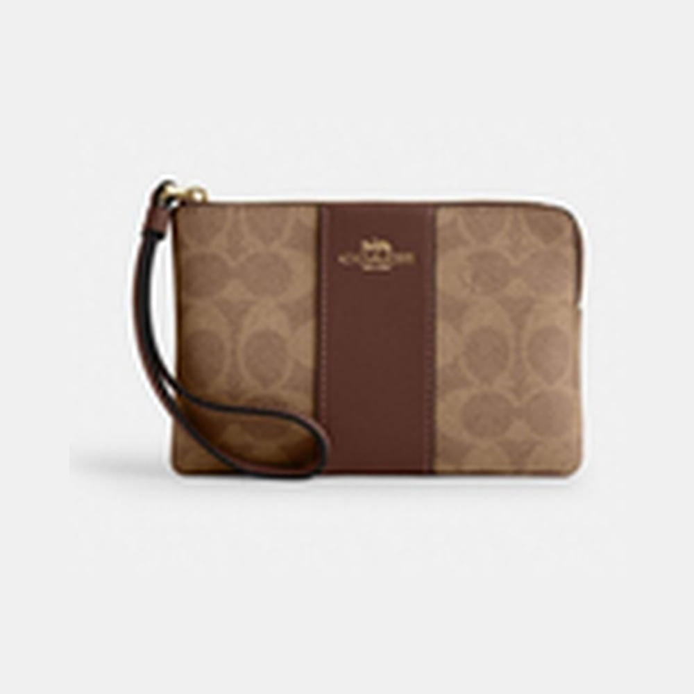 Billetera de mujer Coach elegante y duradera marron monogram