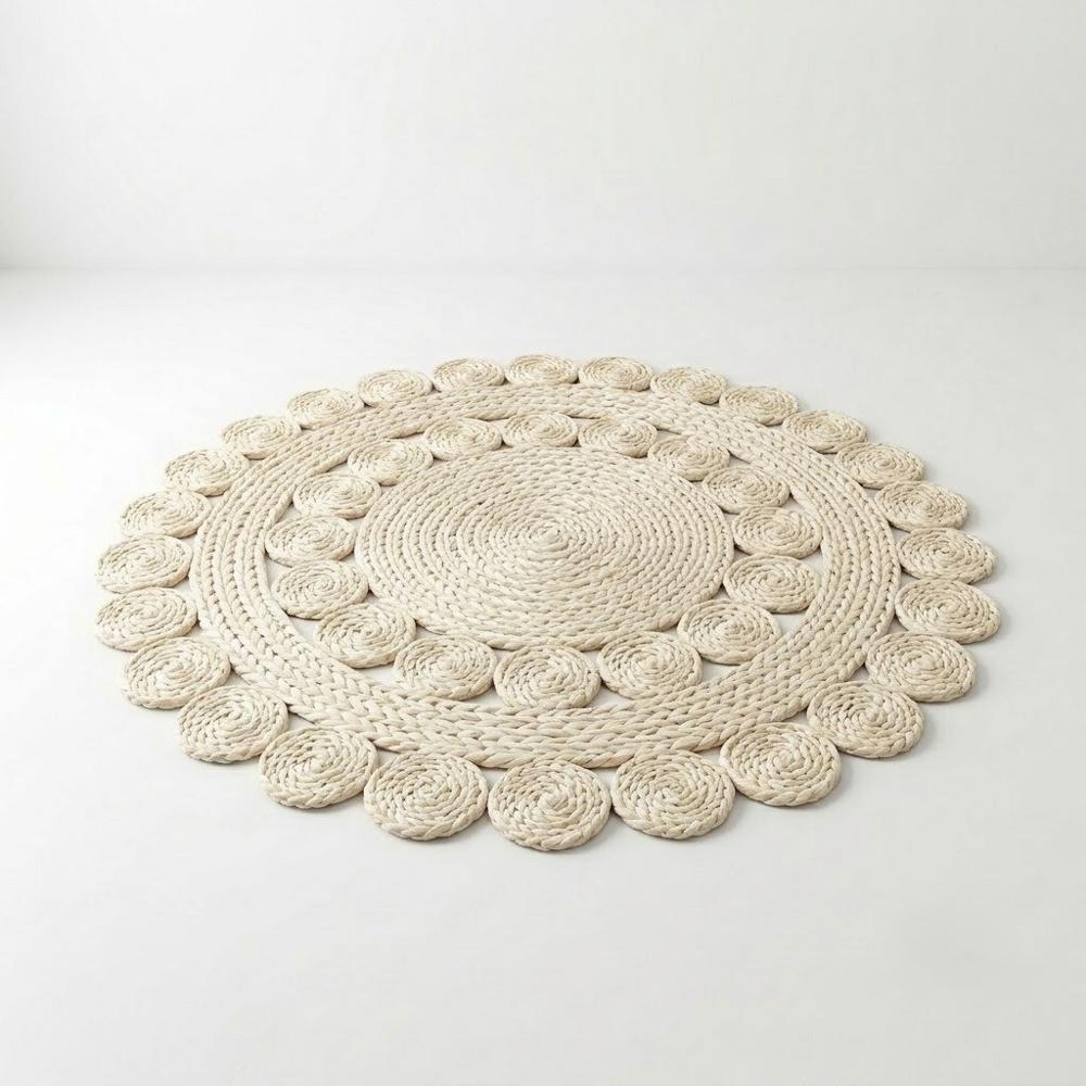 Alfombra Bohemio Perla de Fibra Natural 120 x 120 cm