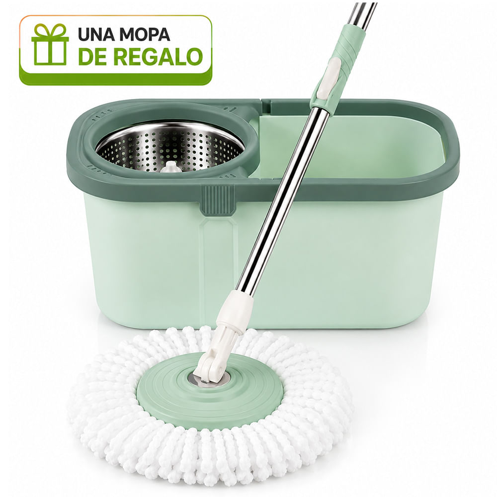 Trapeador Cuadrado con Escurridor Giratorio Y Mopa de Regalo Verde HH2