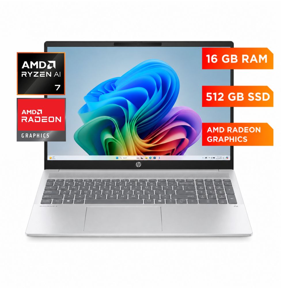 Laptop HP OmniBook 5 16 AMD Ryzen AI 7 350 16GB RAM 512GB SSD Pantalla 16 Glacier Silver