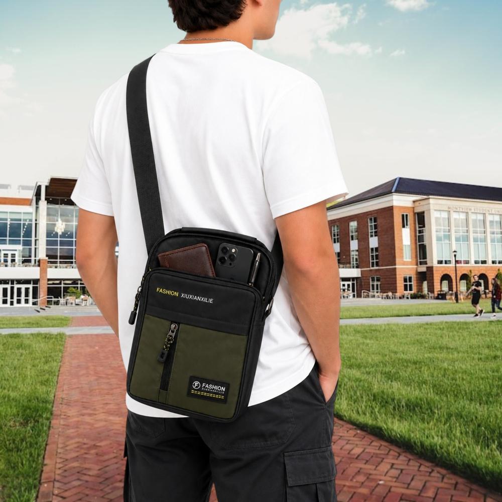 Morral Casual Fashion Unisex Impermeable Negro con verde