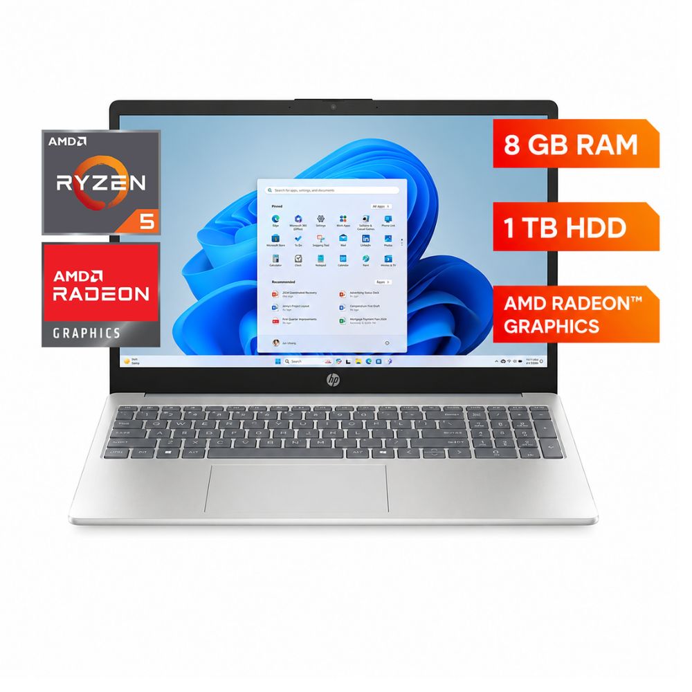 Laptop HP 15 Ryzen 5 7520U 8GB RAM 1TB SSD Pantalla Touch  FHD IPS Windows 11 Natural Silver