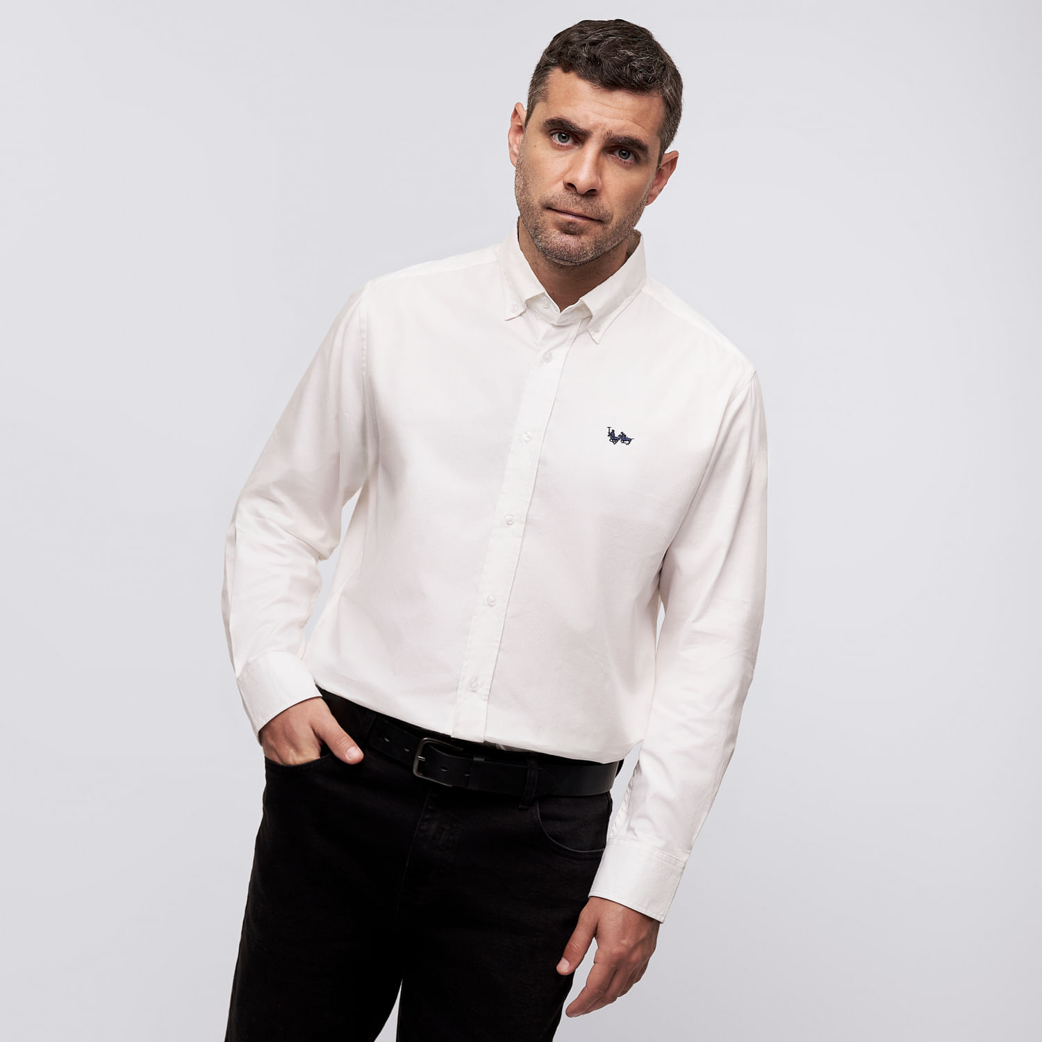 Camisa Manga Larga Hombre Washed The Royal Parks British Club Blanco Talla M