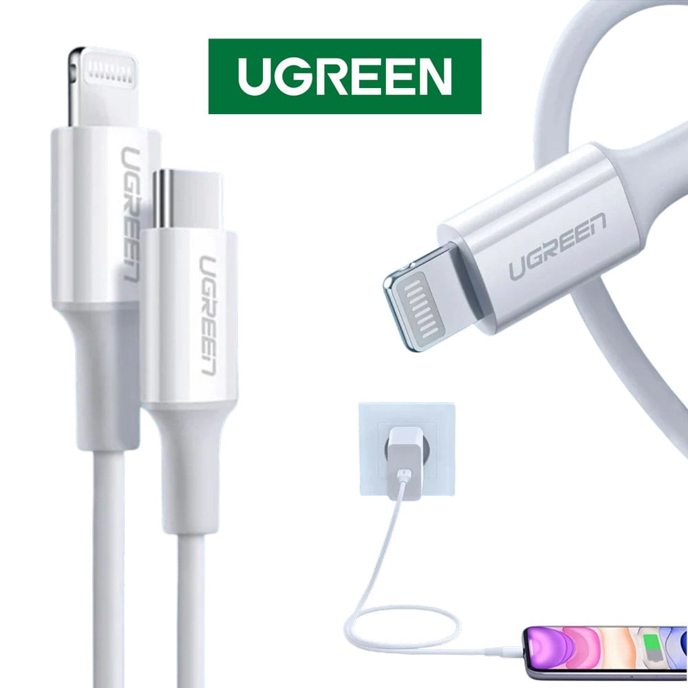 Cable Ugreen USB-C a Lightning de 1 M Blanco con Certificación MFi 10493