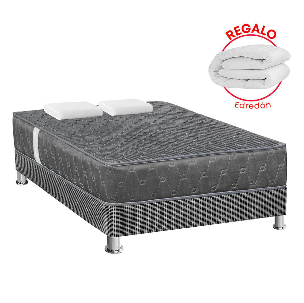 Cama Americana Acqua Gris 2 plazad + Edredon