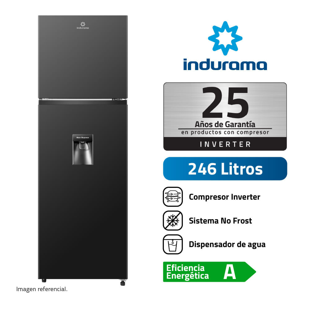 Refrigeradora Indurama RI-389DNI Top Freezer 246L Negro