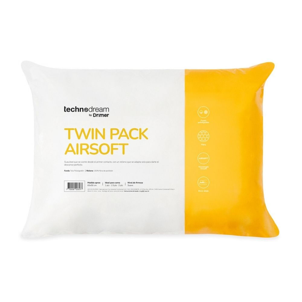 Almohada Twin Pack Airsoft Std 65x50cm Technodream