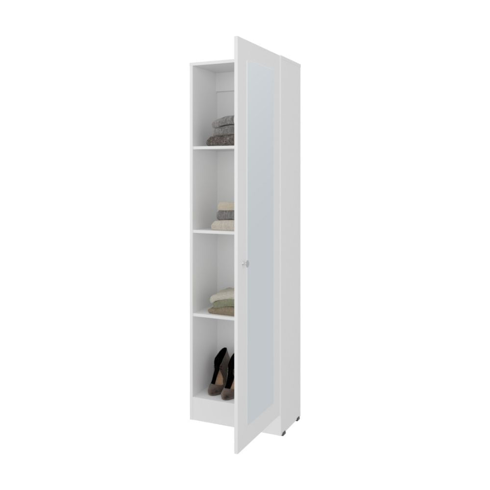 Ropero 1 Puerta con Espejo Praga Blanco 9x61x183cm Tuhome