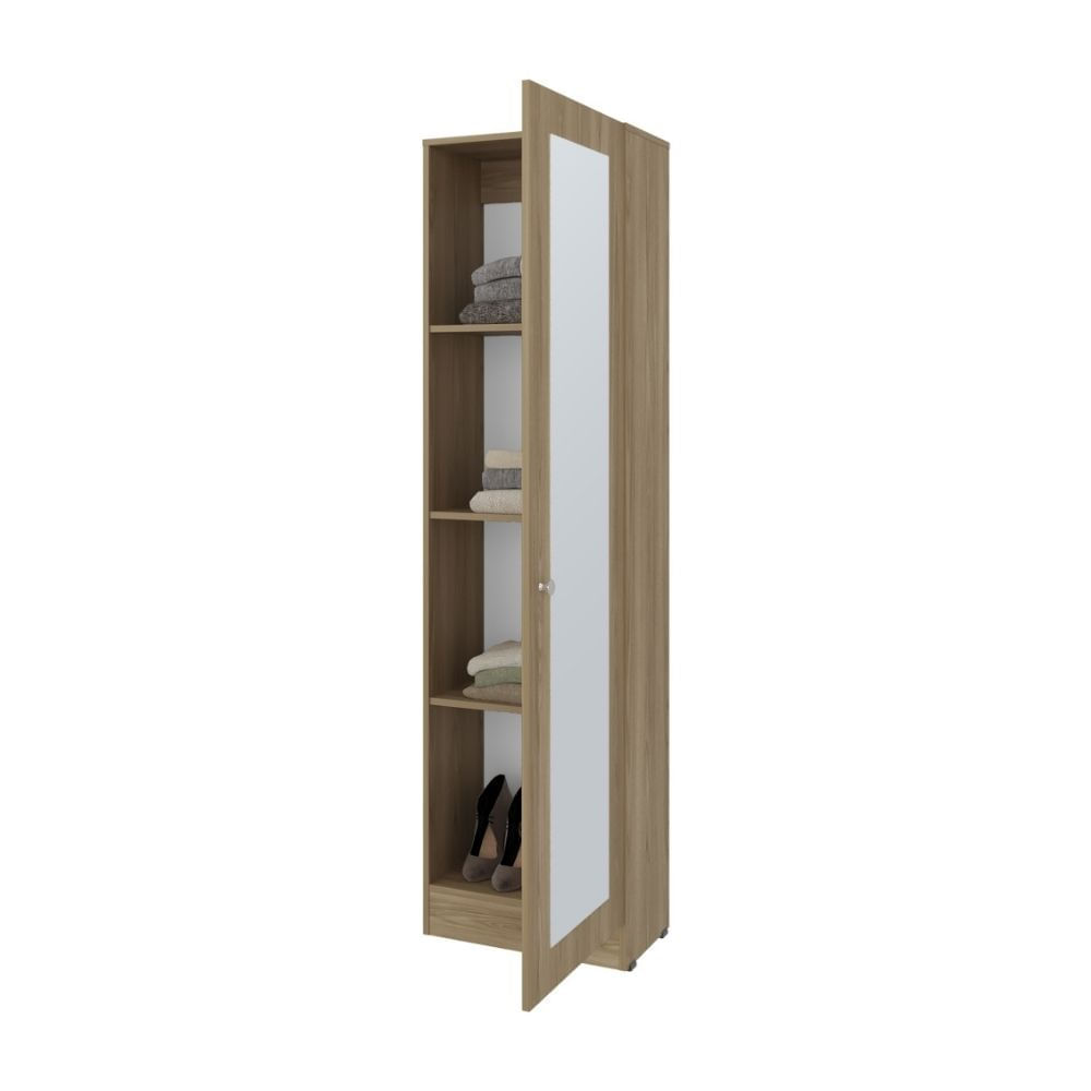 Ropero 1 Puerta con Espejo Praga Fresno 9x61x183cm Tuhome