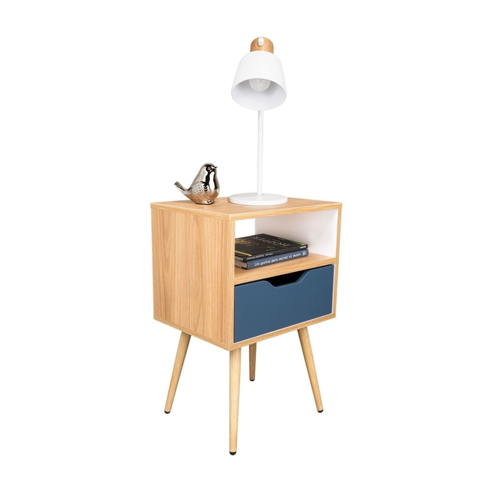 Velador 1 Cajon Otom Fresno/Kronos Azul 63x40x35cm Tuhome