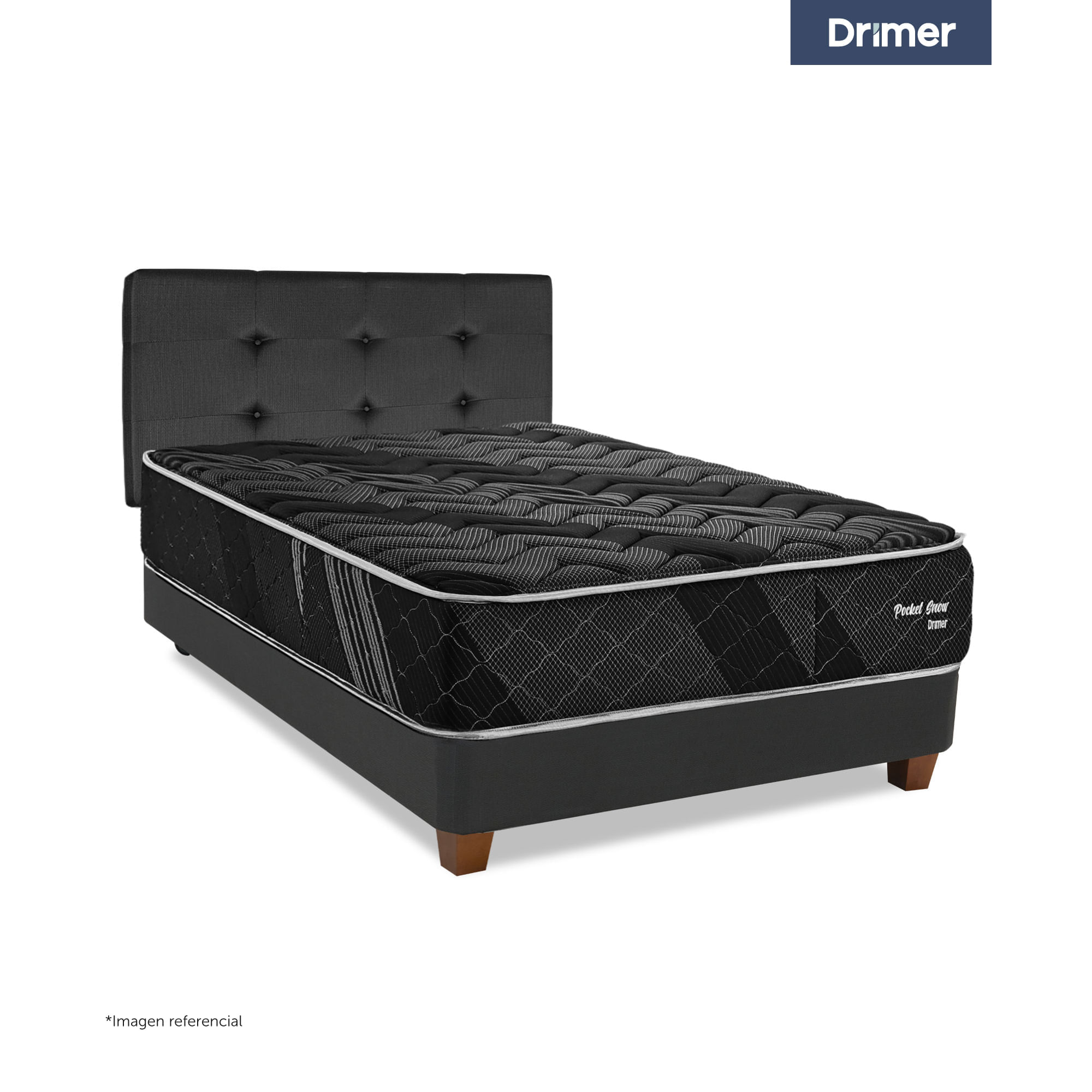 Juego de Dormitorio Americano DRIMER Pocket Snow Black 2 Plazas Gris
