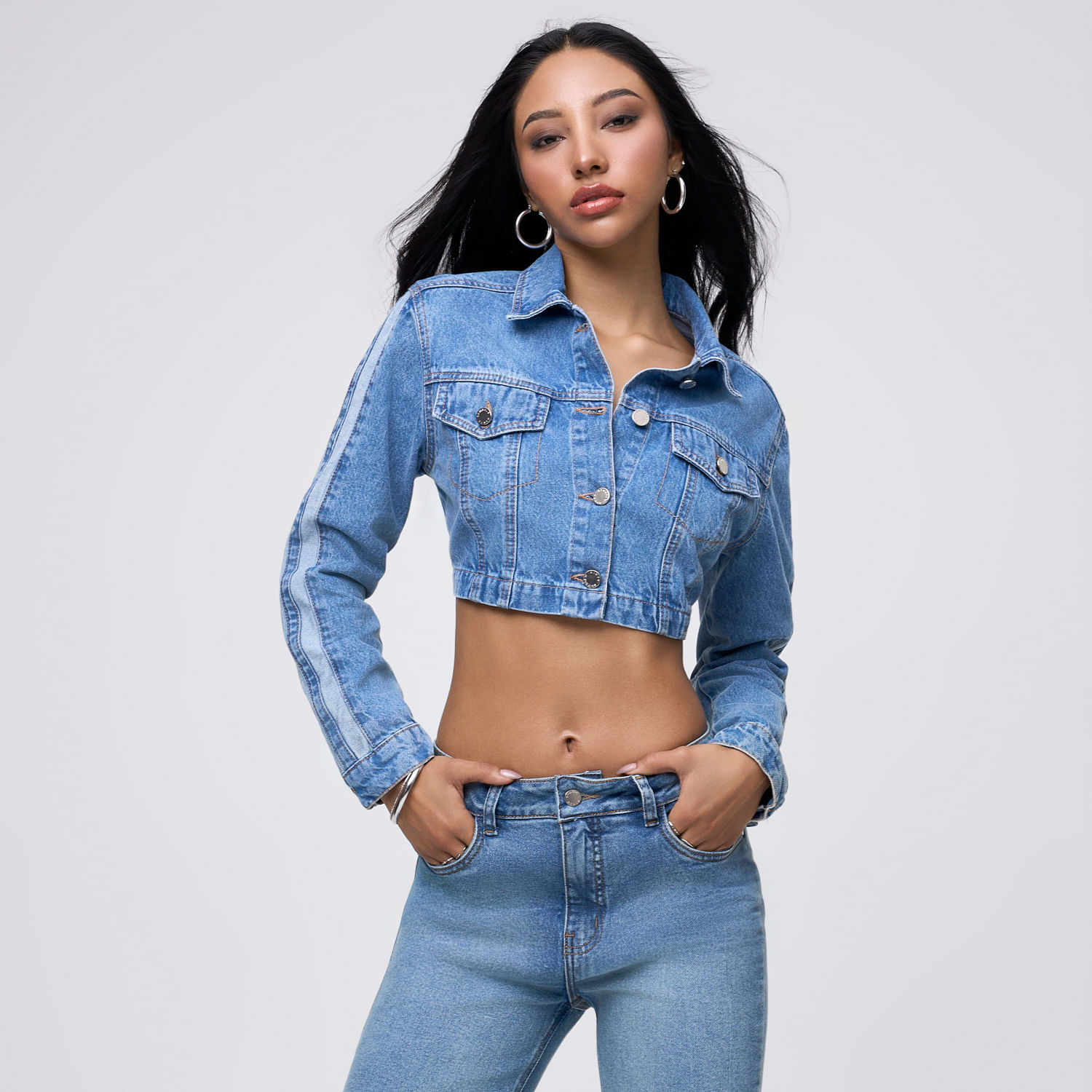 Casaca Mujer Crop Symbol Celeste S