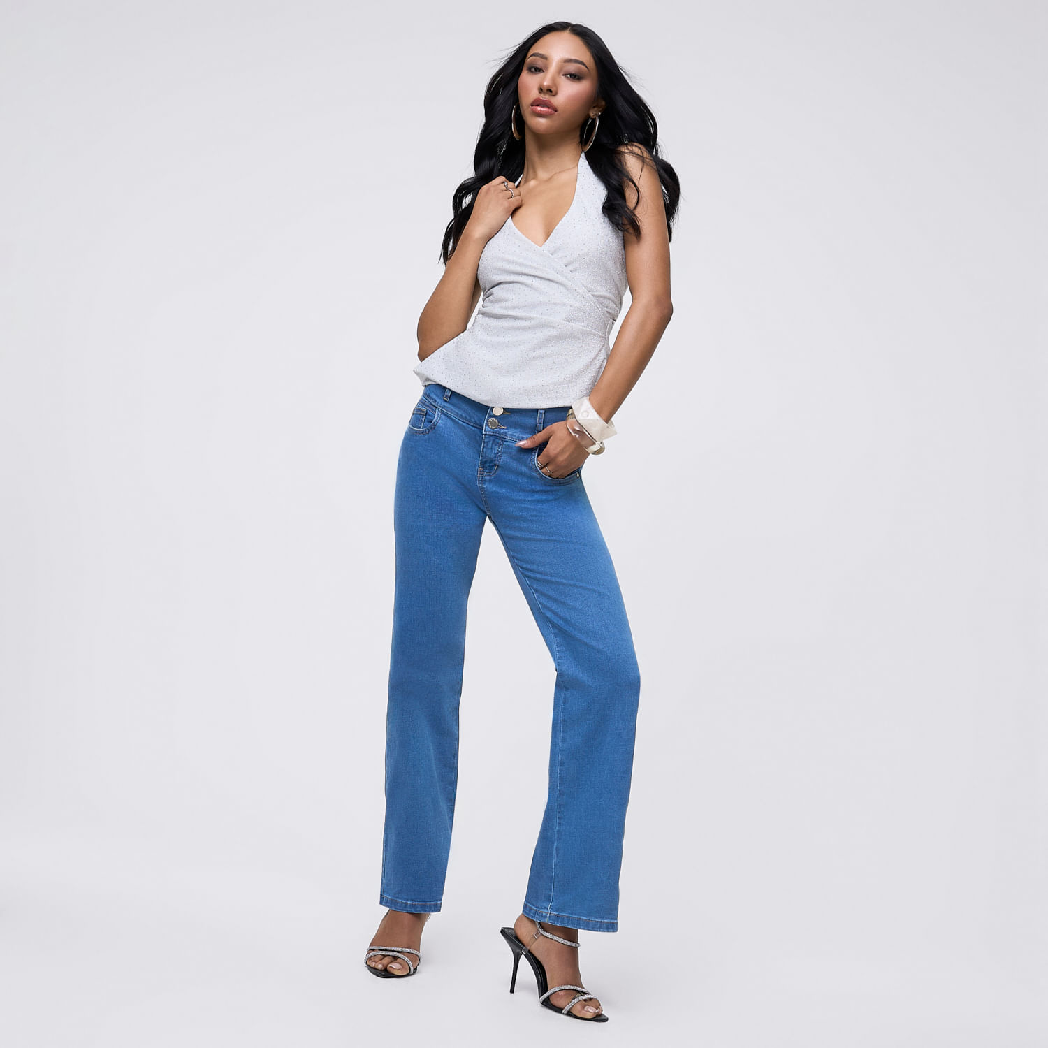 Jean Mujer Botones Symbol Straight Azulino 32