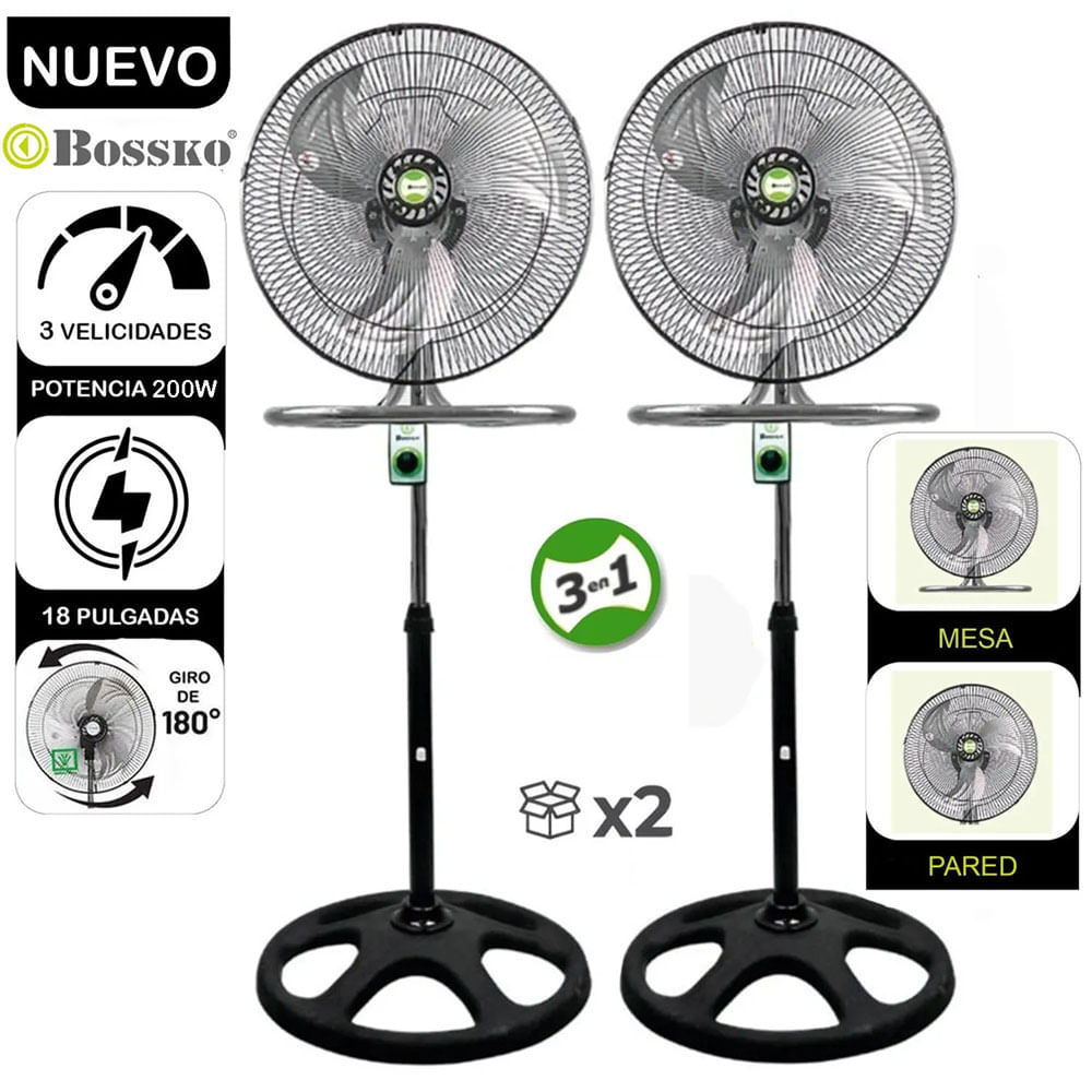 Ventilador Pedestal 3 en 1 De 18 pulgadas 200 W BK-8218VI-NG Caja de 2U