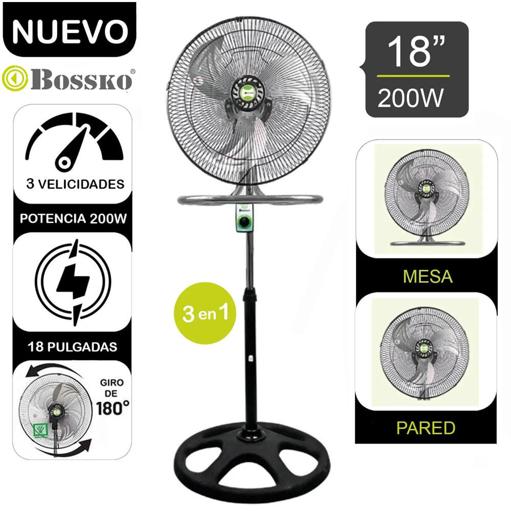 Ventilador Pedestal 3 en 1 BK-8218VING De 18 pulgadas 200 Watts
