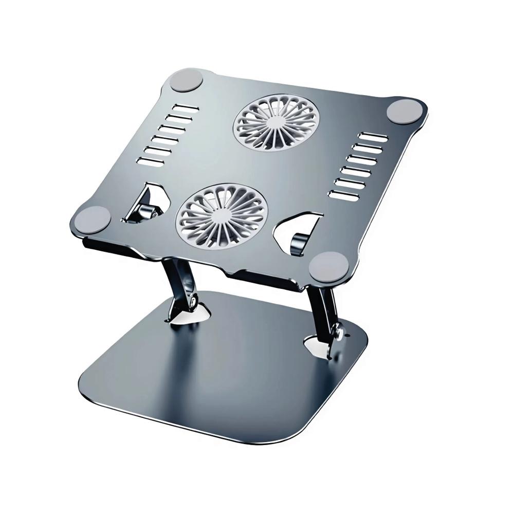 Soporte Laptop S&T for Business HT619 Aluminio Ajustable con Doble Ventilador Plegable Gris