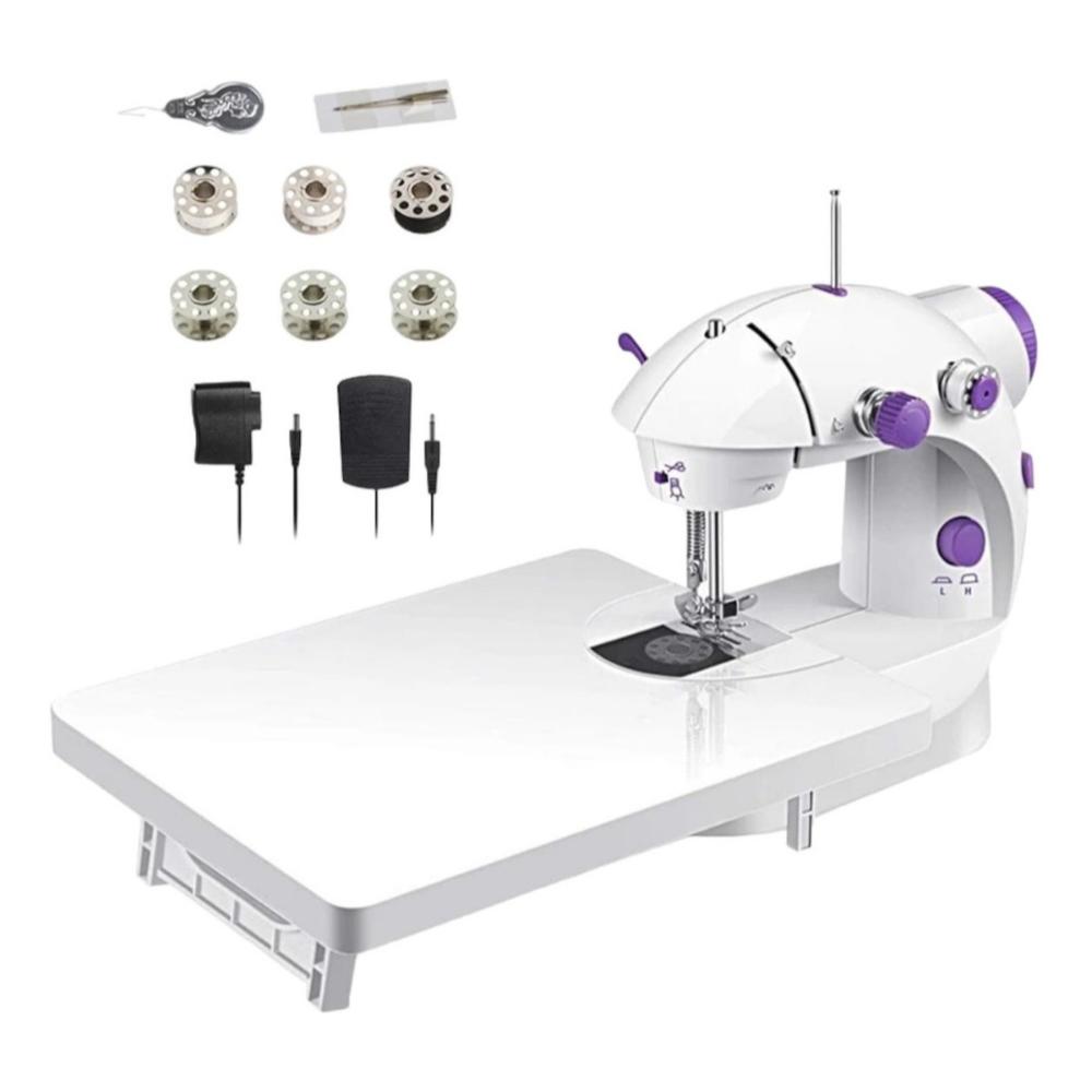 Maquina De Coser Electronica Portatil Pedal Con Mesa Soporte Morada