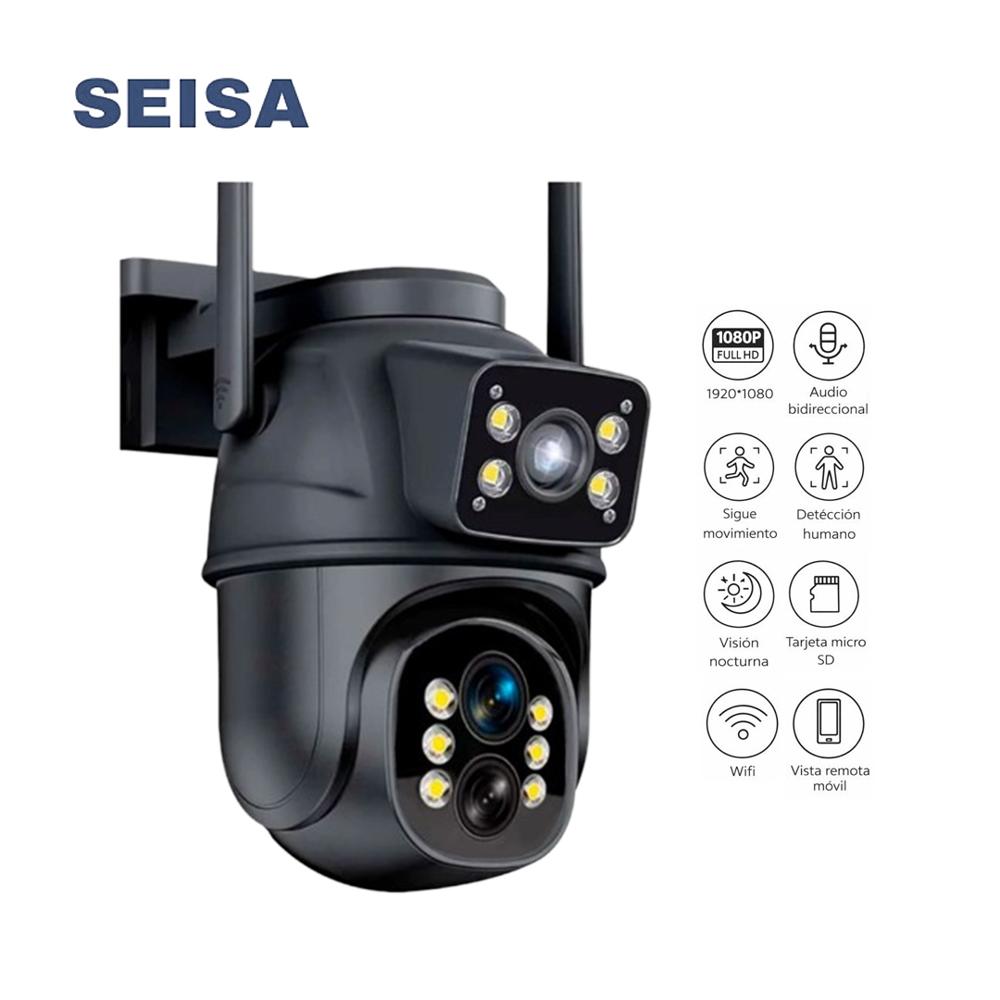 Cámara Seguridad SEISA IPC-SY9 IP WiFi 360° PTZ Full HD 1080p Visión Nocturna Negro