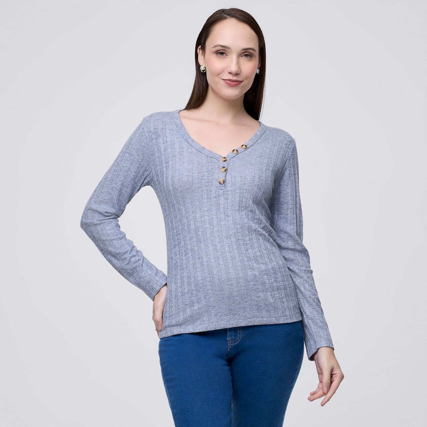 Chompa Mujer Vneck Madison Gris L