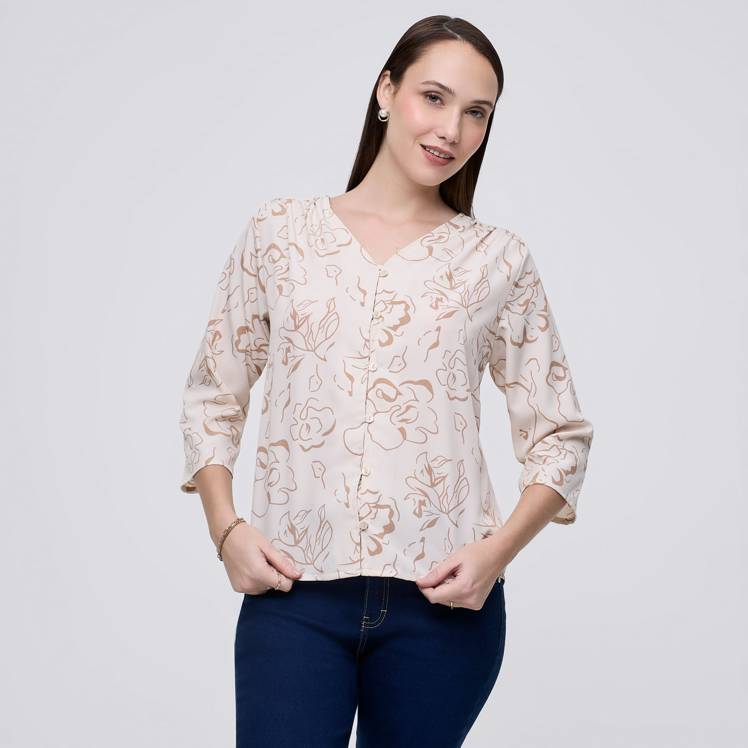 Blusa Mujer Laura Madison Manga 3/4 Nude L