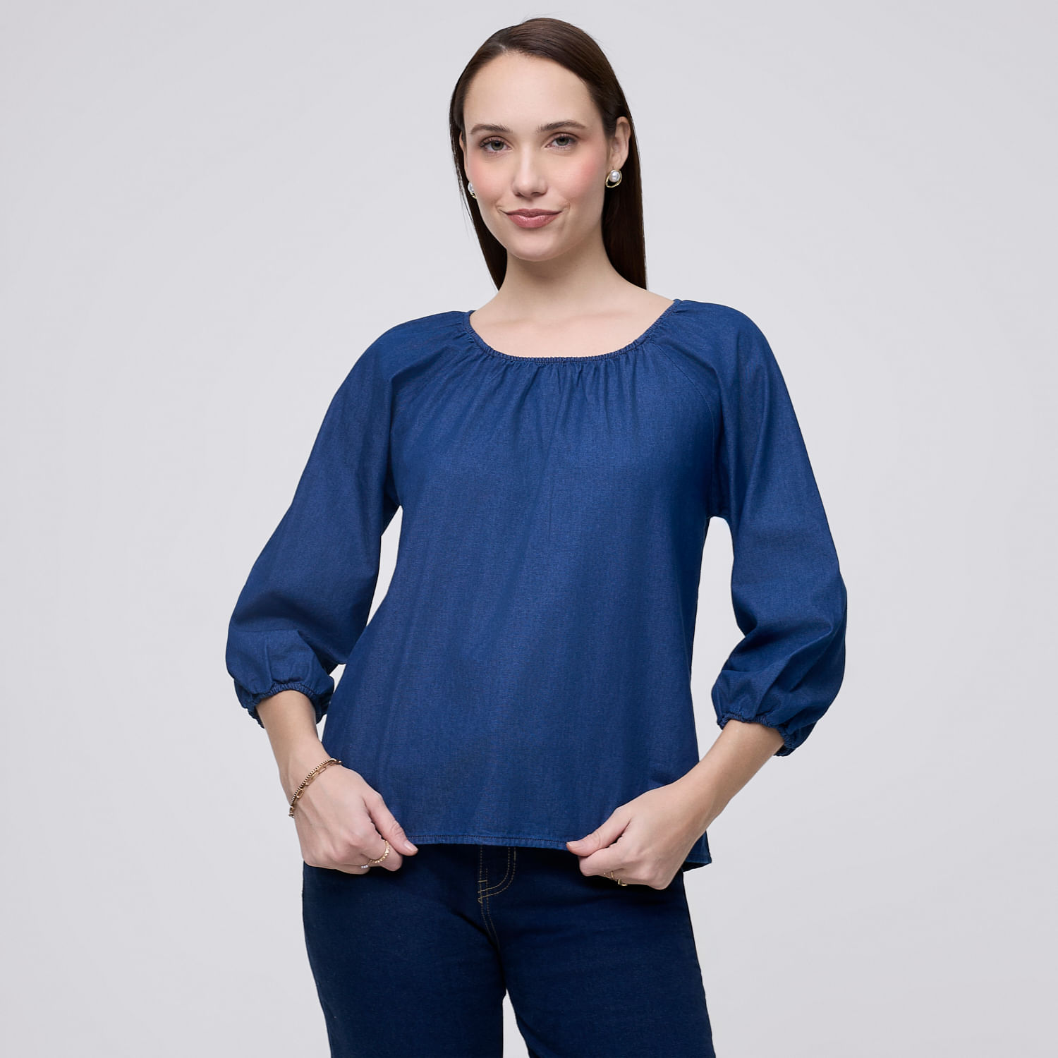 Blusa Mujer Ten Madison Manga 3/4 Azul Marino S