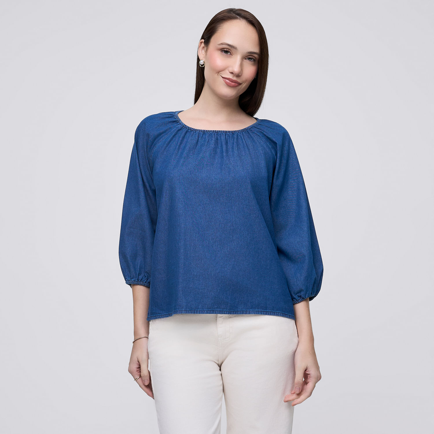 Blusa Mujer Ten Madison Manga 3/4 Azul S