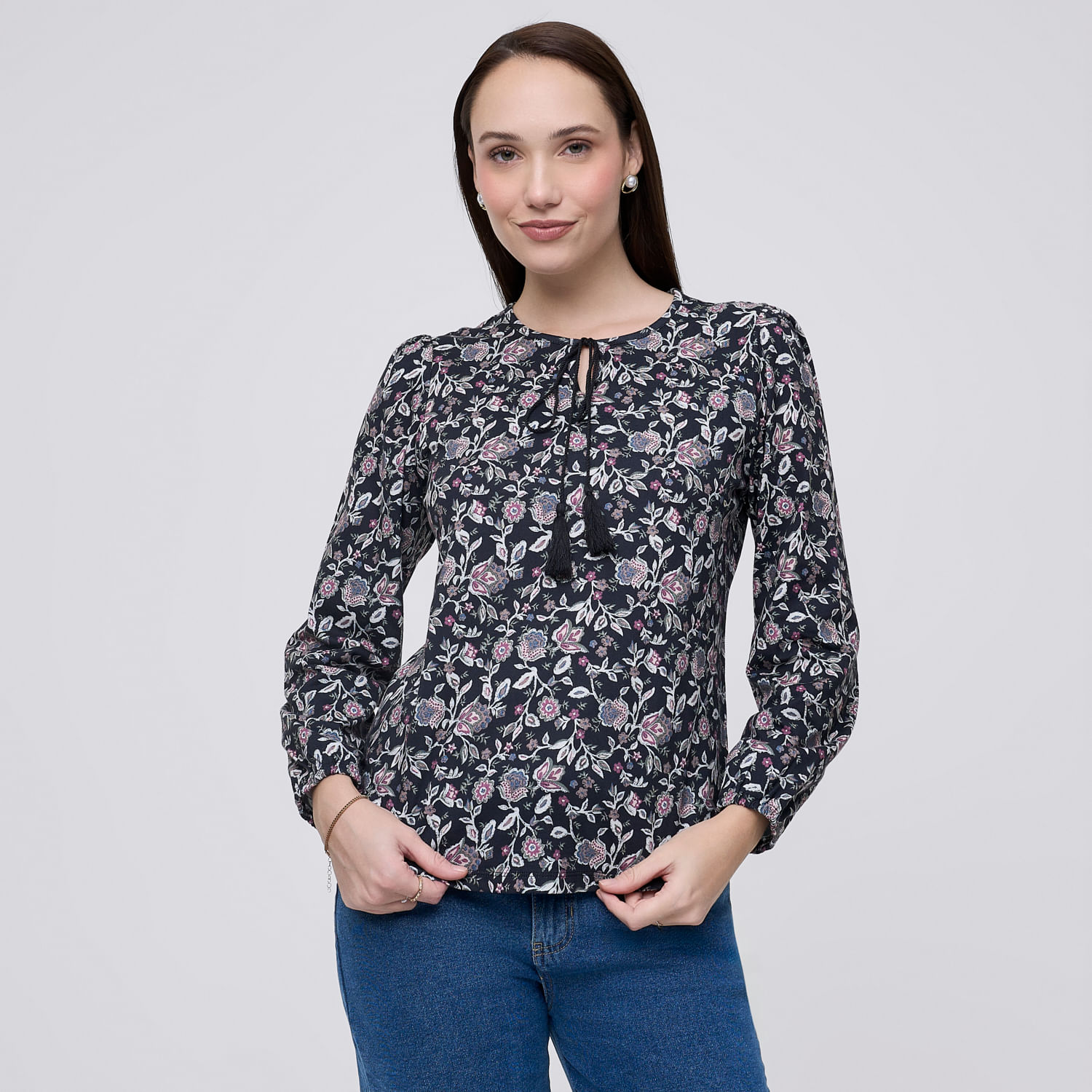 Polo Mujer Tassel Madison Manga Larga Grafito S