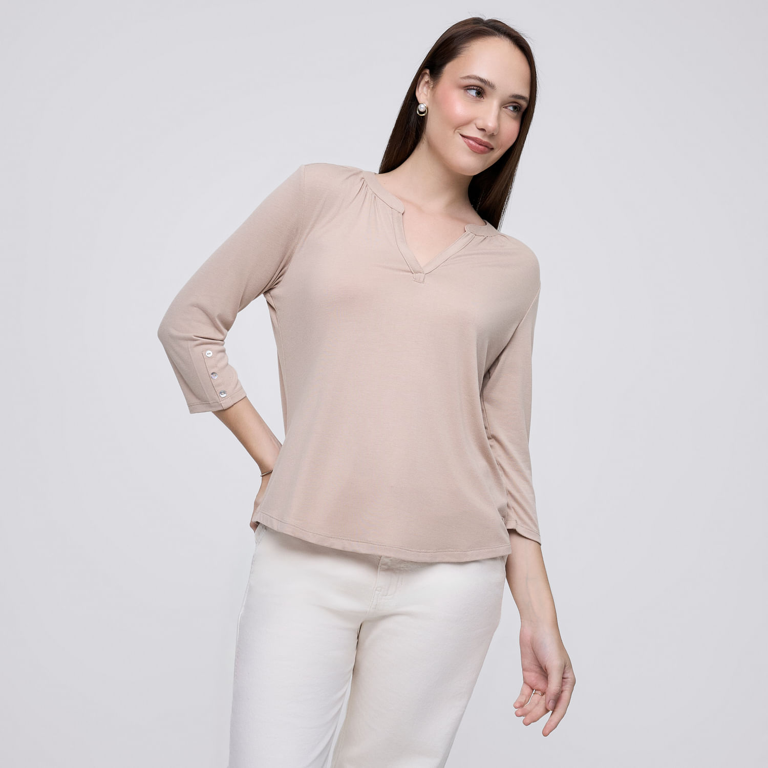 Polo Mujer Kori Madison Manga 3/4 Crema S