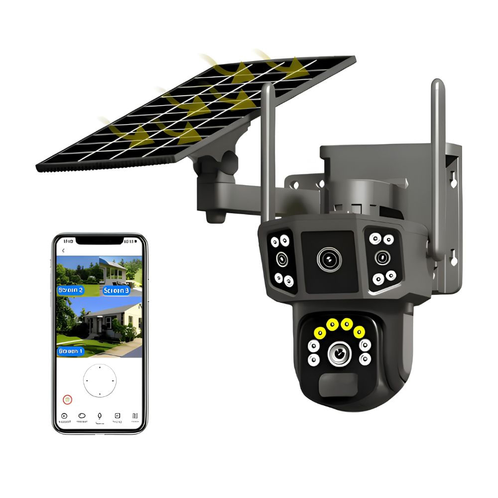 Cámara de Seguridad Solar WiFi Exterior PTZ 355 con Visión Nocturna y Audio Bidireccional