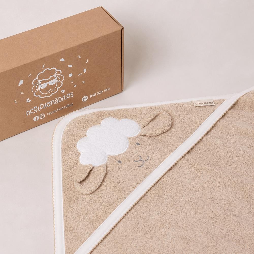 Toalla de Baño para Bebé con Capucha Ovejita - Beige