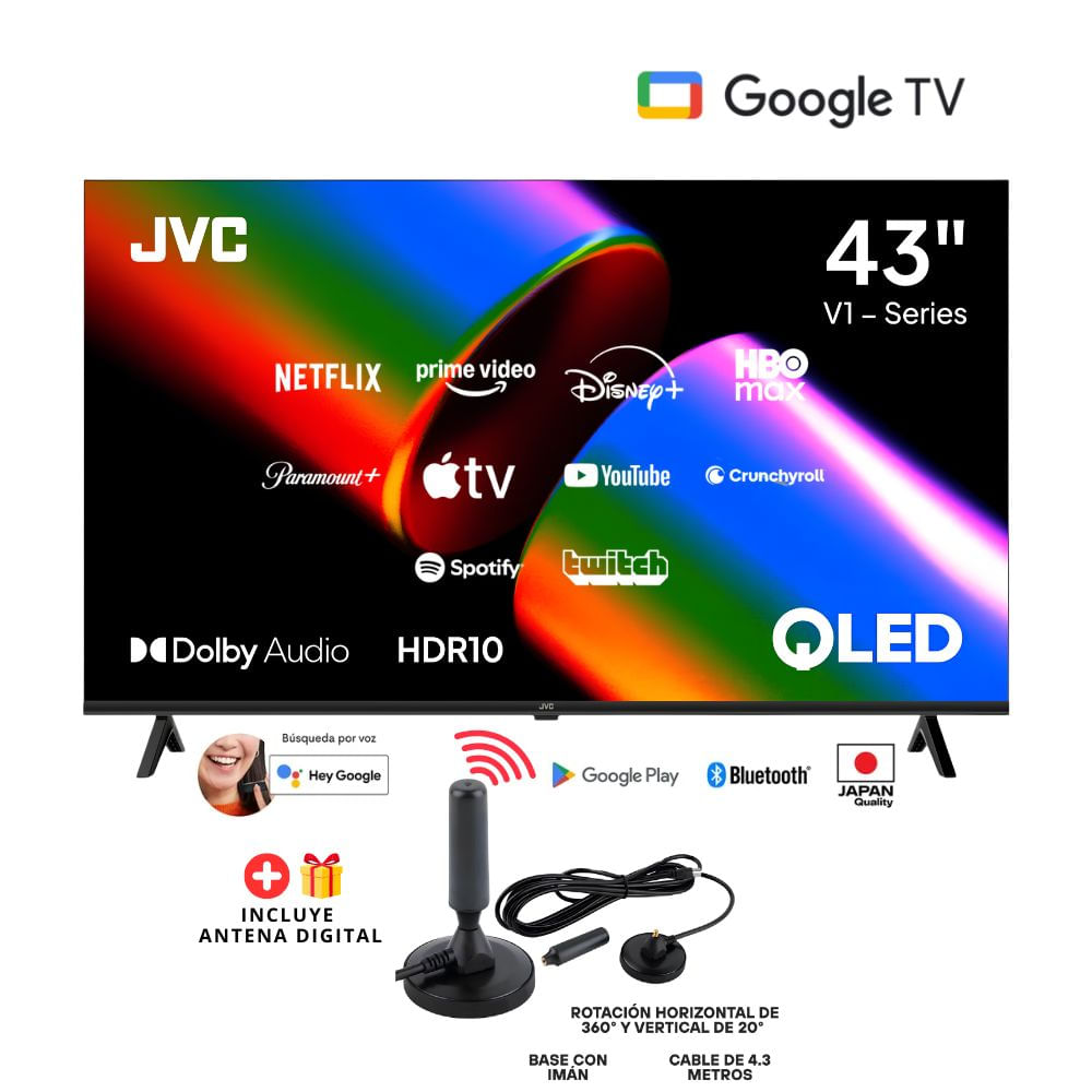 Televisor JVC 43 QLED FHD Google TV LT-43KM4584 - Antena Digital