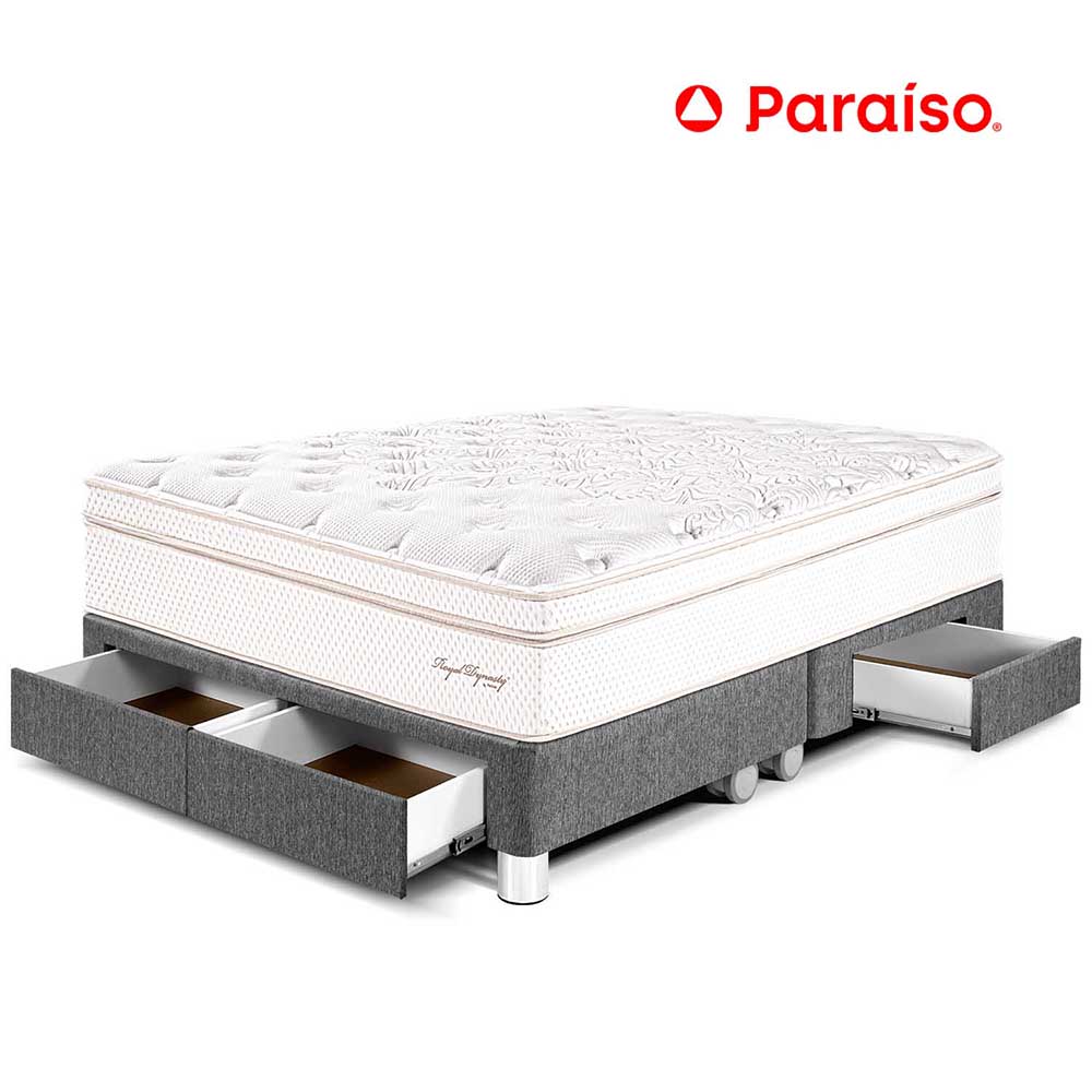 Cama Royal Dynasty Con Cajones  Gris King