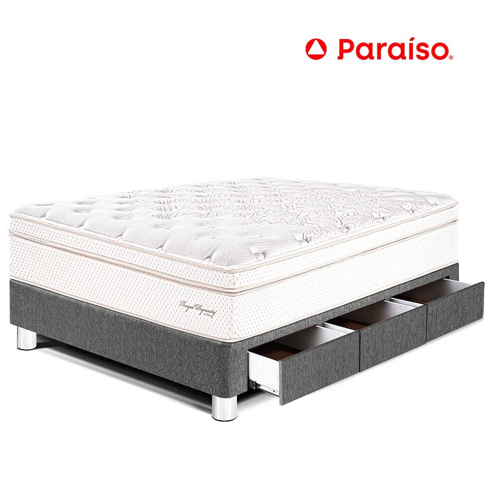 Cama Royal Dynasty Con Cajones Gris 1.5 Plz