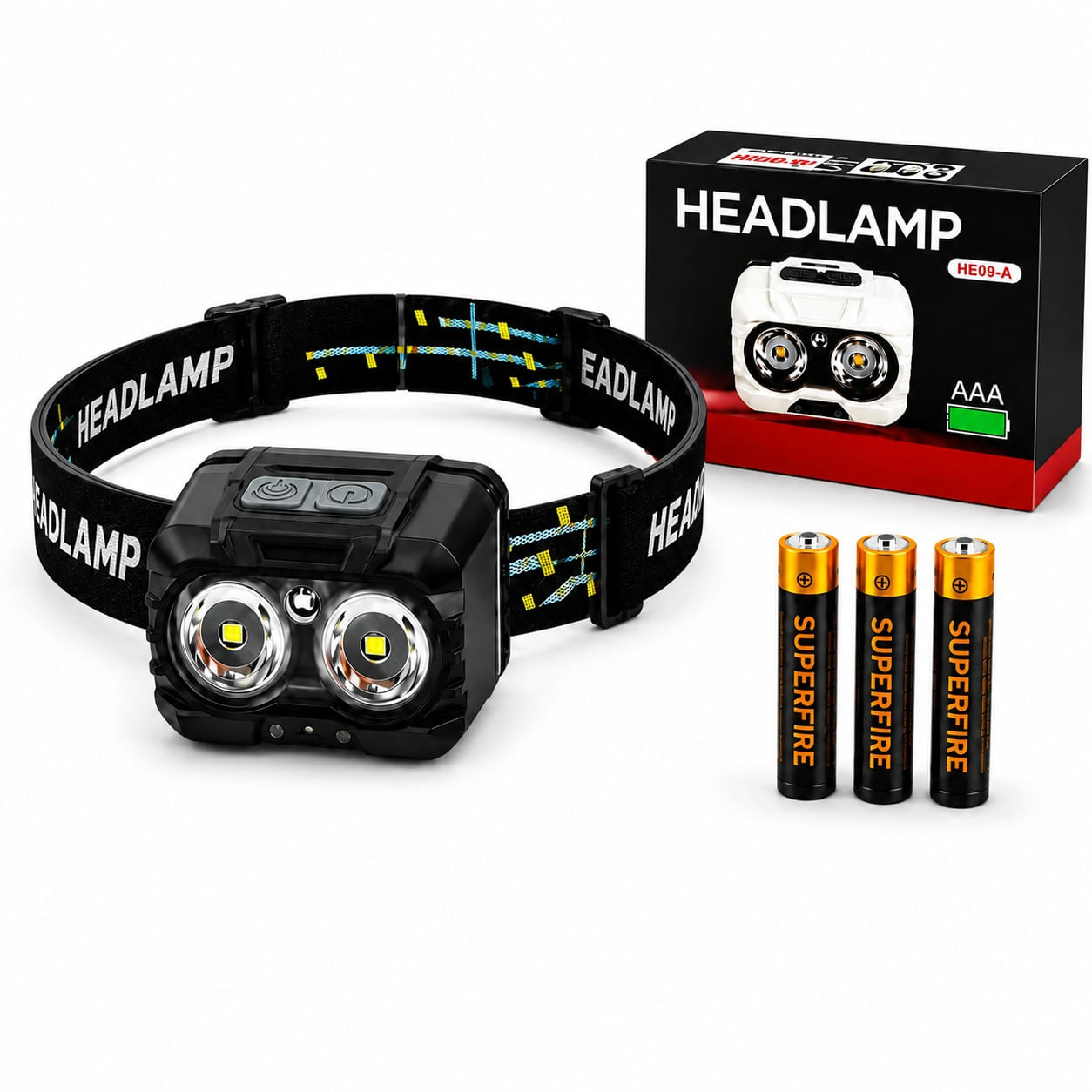 Linterna Frontal A Pilas 3aaa Superfire He09-a Multifunción